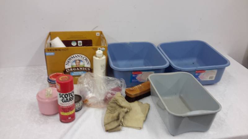 Tubs, cleaning supplies, and more