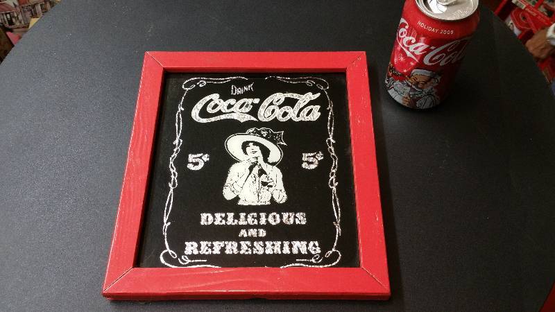 lot 22 image: Coca-Cola 5 Cent Silver Foil Framed Art Piece