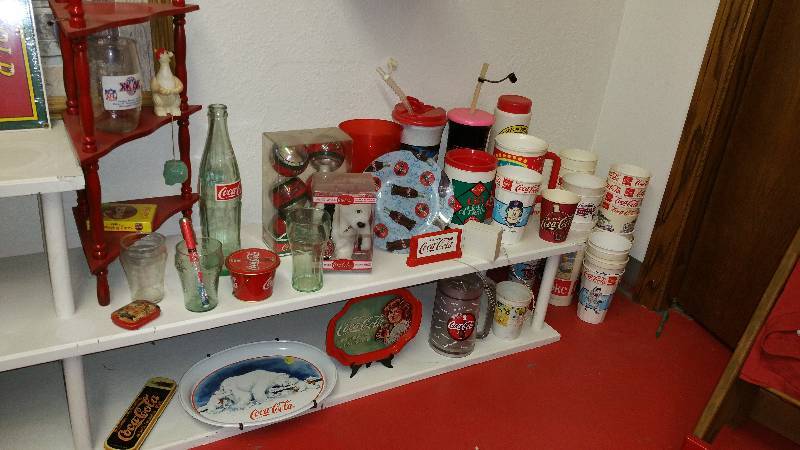 lot 48 image: Large Group of Coca-Cola Collector Cups, Display Plate, Display Tin, Etc.