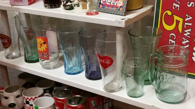 lot 55 image: Aqua Blue, Purple, and other Coca-Cola Glassware