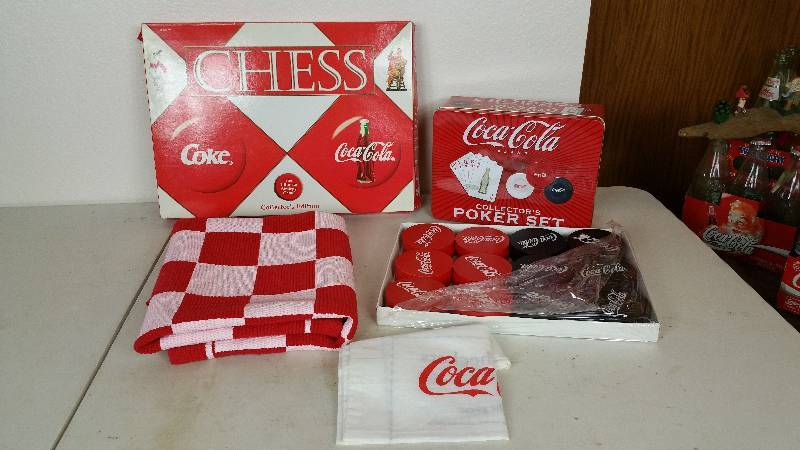 lot 73 image: Coca-Cola Chess, Poker, and Large Checker Sets