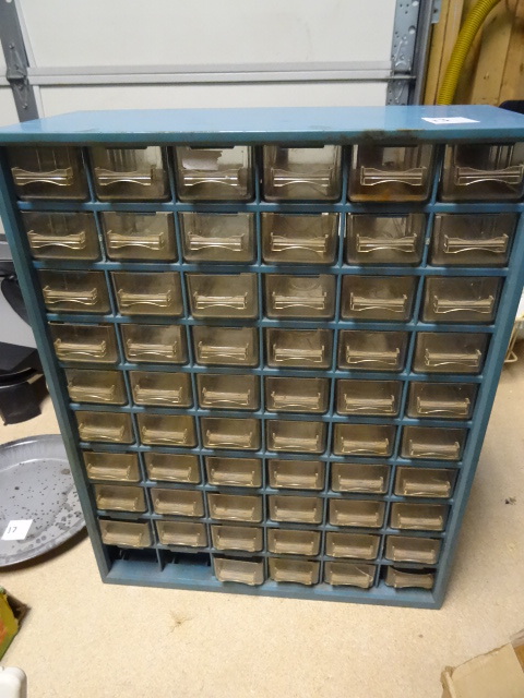 lot 13 image: Parts Organizer (60 Drawer) 2 draws missing 4 draws broken