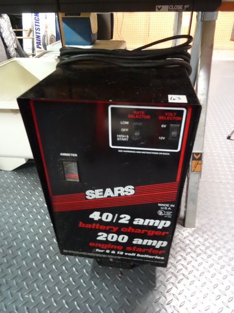 lot 63 image: Sears Battery Charger, Model Number 141-255-001 (works)