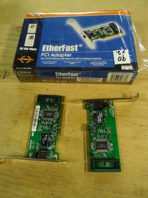 lot 90 image: 2 Linksys 10100 Network Cards Model number LNE100TX