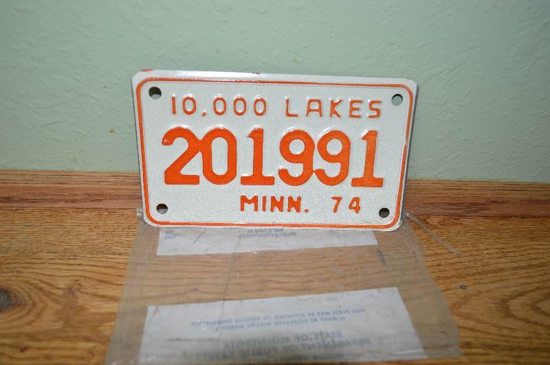 lot 63 image: 1974 MN License plate never used