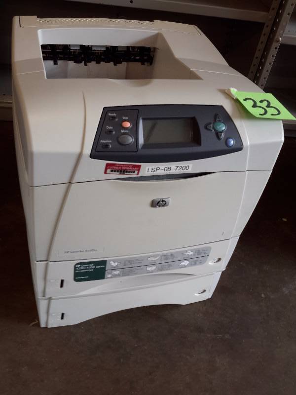 lot 33 image: HP Laser Jet 4250tn Black and White Printer