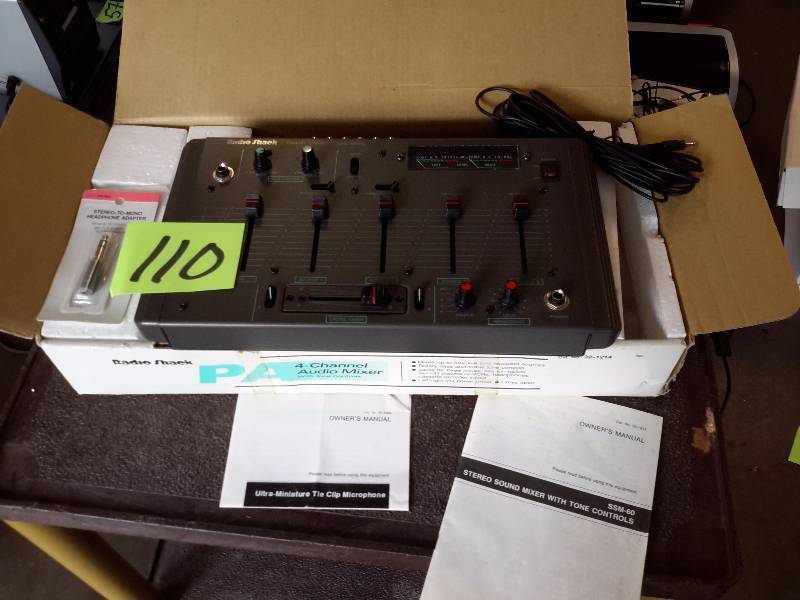 lot 110 image: Radio Shack, 4 Channel Audio Mixer.. Looks to be new in box