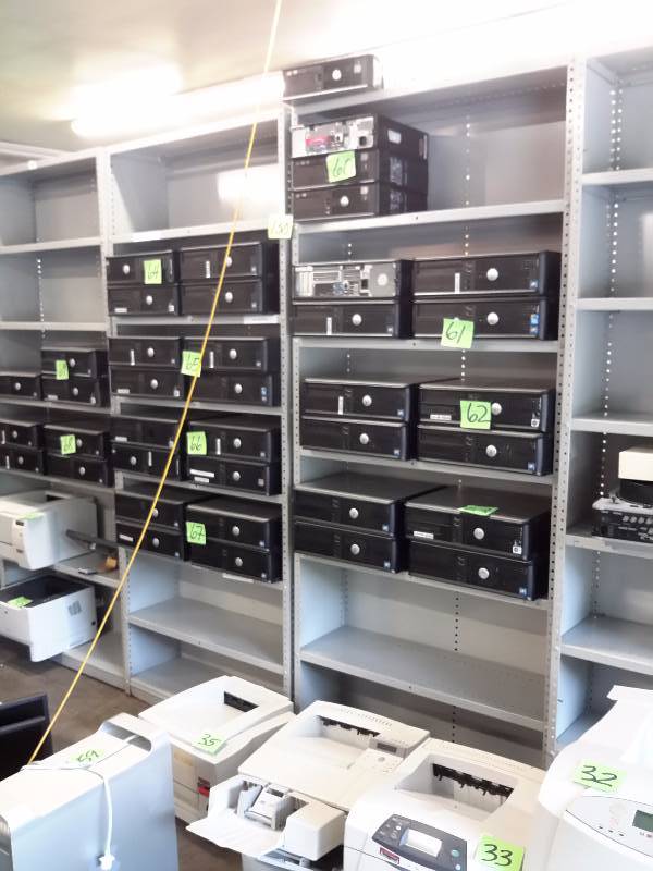 lot 130 image: 2, Metal Shelving units.. 36in x 12in x 87 in h..  Has sides and back..