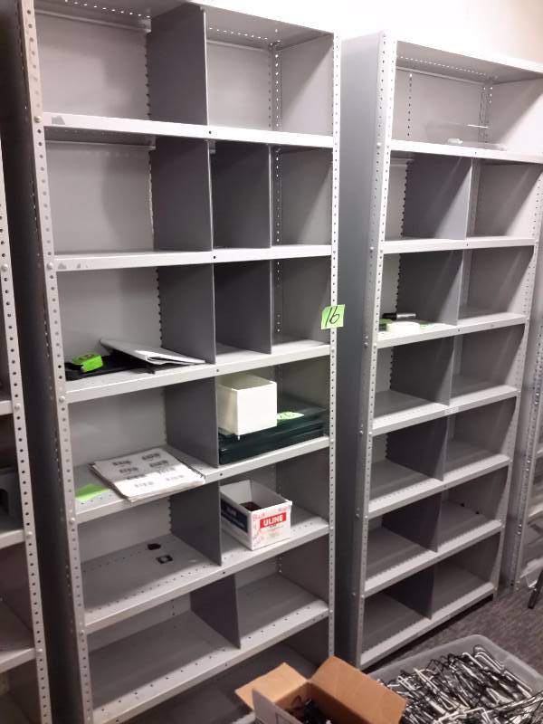 lot 16 image: 2, Metal Shelves with Backs and Sides..