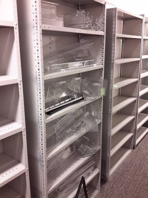 lot 17 image: 2, Metal Shelves, one with Backs and Sides..  One with no back