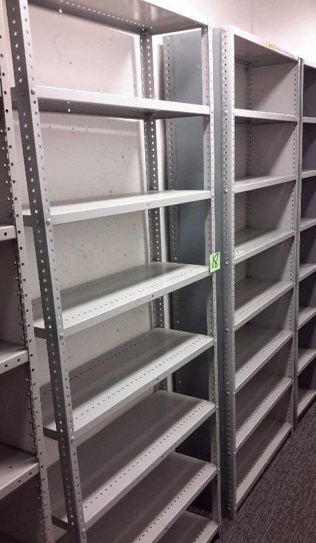 lot 18 image: 2, Metal Shelves One with Backs and Sides, One with no back or sides