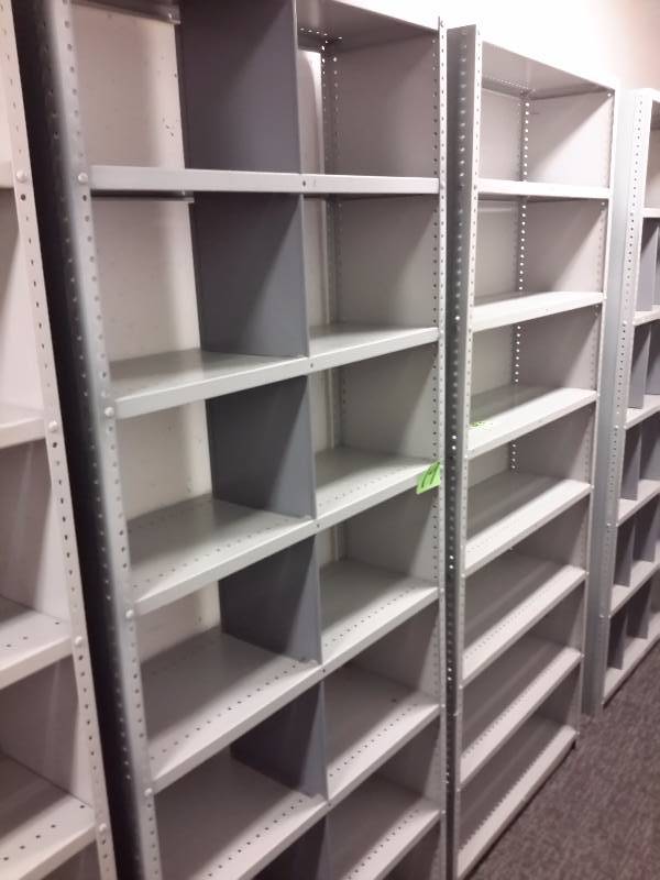 lot 19 image: 2, Metal Shelves with Backs and Sides..