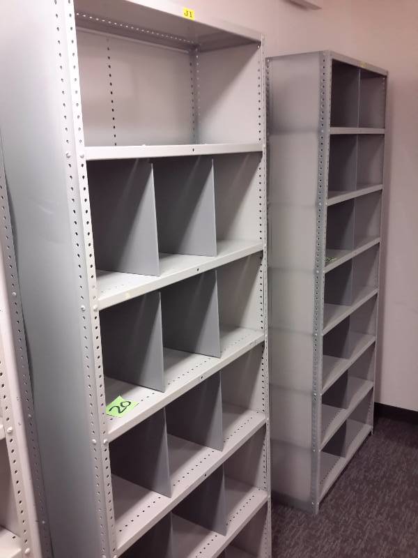 lot 20 image: 2, Metal Shelves with Backs and Sides..