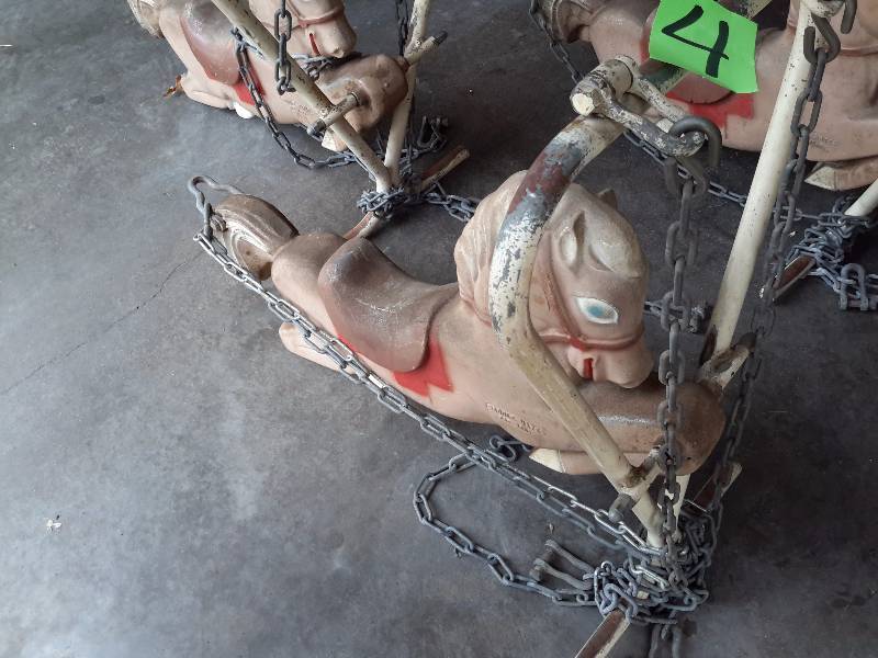 lot 4 image: SADDLE MATES, VINTAGE Cast Aluminum Playground horse..