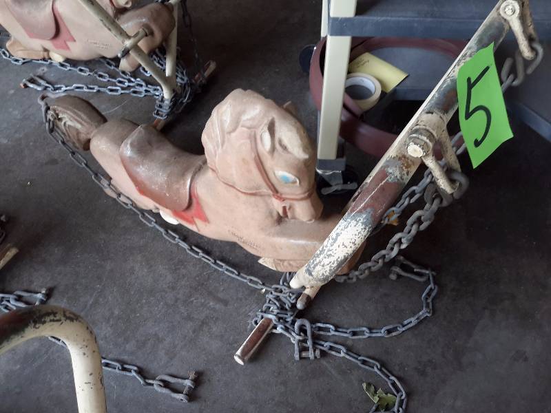 lot 5 image: SADDLE MATES, VINTAGE Cast Aluminum Playground horse..