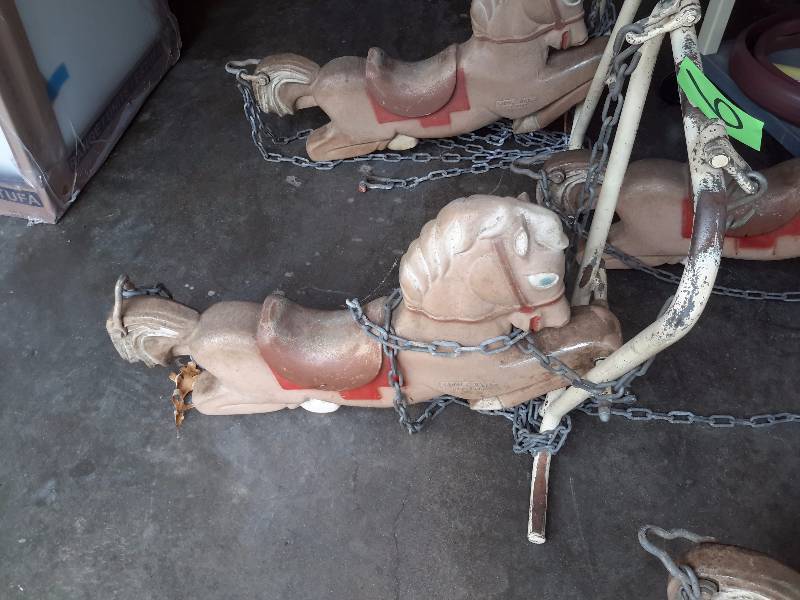 lot 6 image: SADDLE MATES, VINTAGE Cast Aluminum Playground horse..