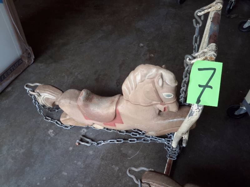 lot 7 image: SADDLE MATES, VINTAGE Cast Aluminum Playground horse..