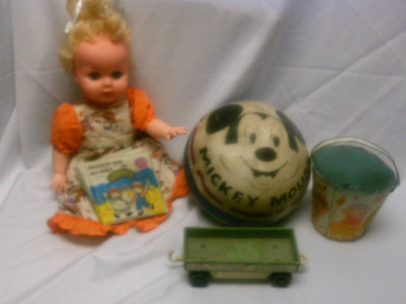 lot 8 image: Vintage Doll, Mickey Mouse Play Ball and more