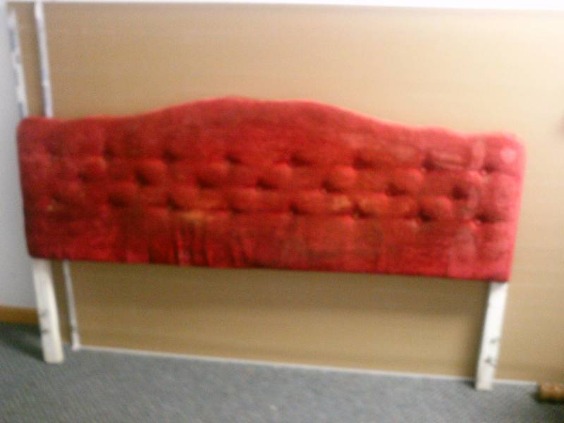 lot 116 image: Tufted Red Velvet Headboard