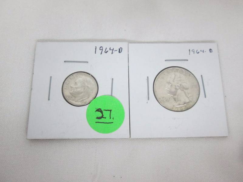 Washington Silver Quarter and Roosevelt Silver Dime