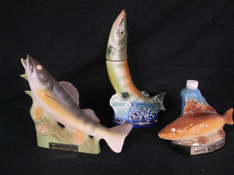 lot 80 image: Beam Muskie, Walleye Decanters