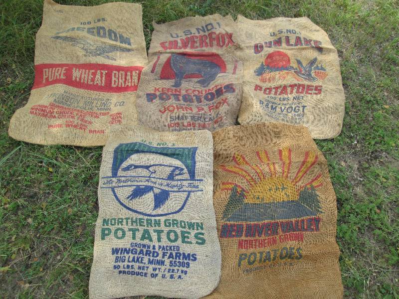 lot 157 image: Vintage Burlap Potato Sacks