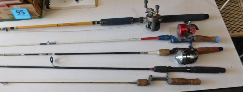 vintage fishing 5 poles 3 casting reels