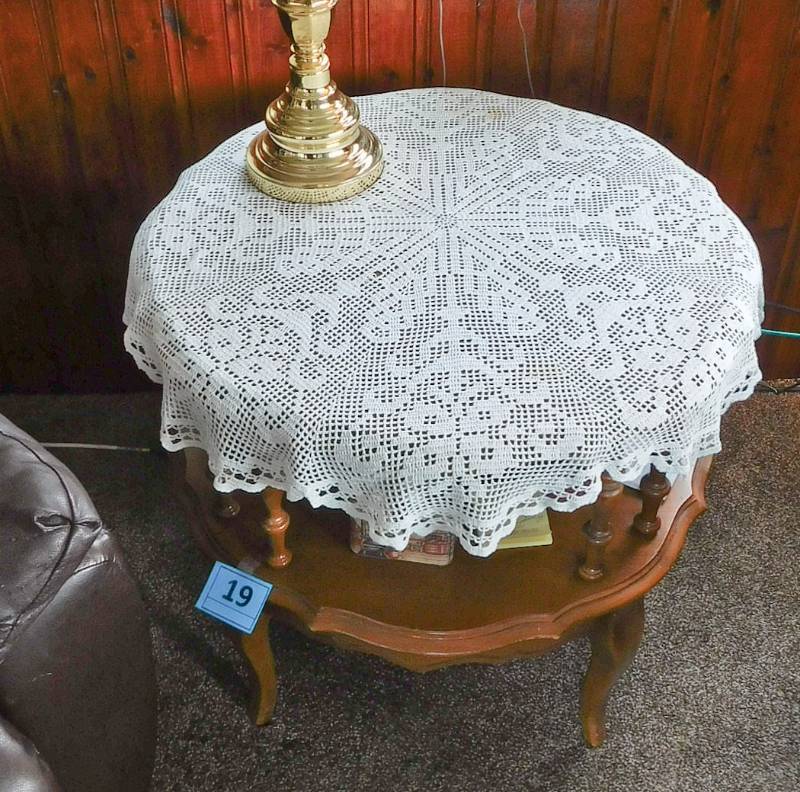 round two tier end table