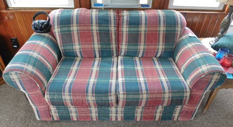 Sealy plaid loveseat