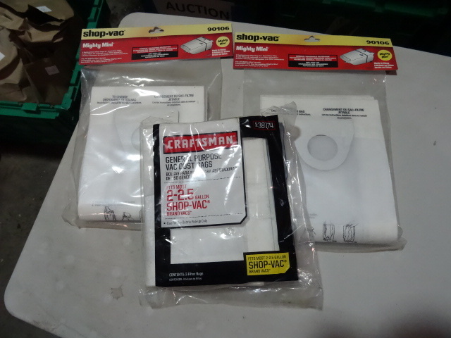 NEW Qty 2 Shop Vac Vacuu m Bags 90106 and Qty1 Craftsman Vacuum Bag 938774