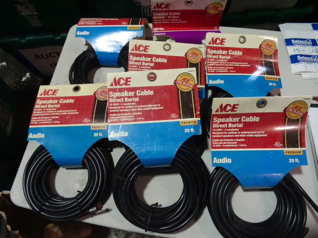 NEW Qty 6 Direct Burial Speaker Cables 25 ft and Qty 1 Coaxial Cable
