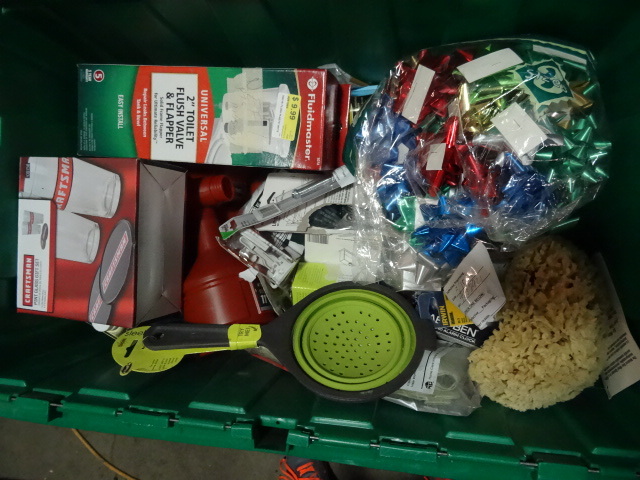 NEW Entire Bin Misc Hardware Items incl. Insulation, Toilet Valve Repair Kit, Craftsman Beer Glasses and Much More. GREEN BIN NOT INCLUDED