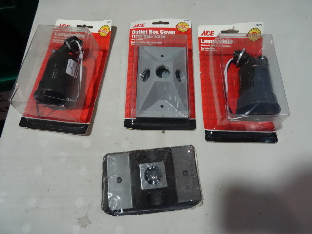 NEW Qty 2  Outlet Boxes and Qty 2 Outdoor Lamp Holkders