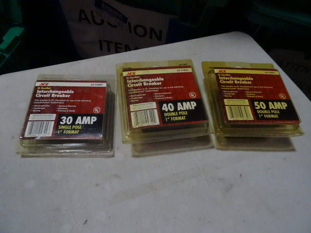 NEW Qty 3 Circuit Breakers 30 Amp, 40 Amp and 50 Amp. See pictures for details