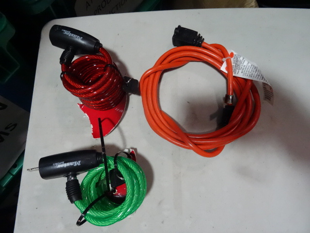 NEW 10 ft Extension Cord and Qty 2 Bike Lock Cables