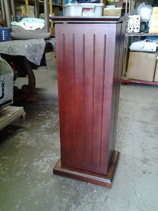 lot 9 image: Wood Media Storage Cabinet 13x16x39