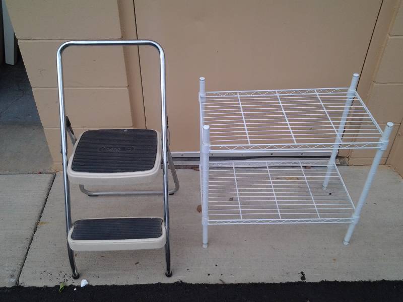 lot 15 image: Cosco Folding Step Stool & Wire Shelf 23x13x24