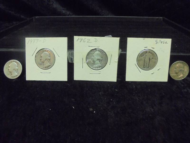 Lot Silver Quarers - 1937D, 1962D, 1940, 1952D, Unknown Date Liberty Quarter