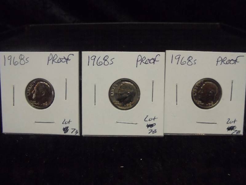 Lot of 3, 1968S Proof Roosevelt Dimes
