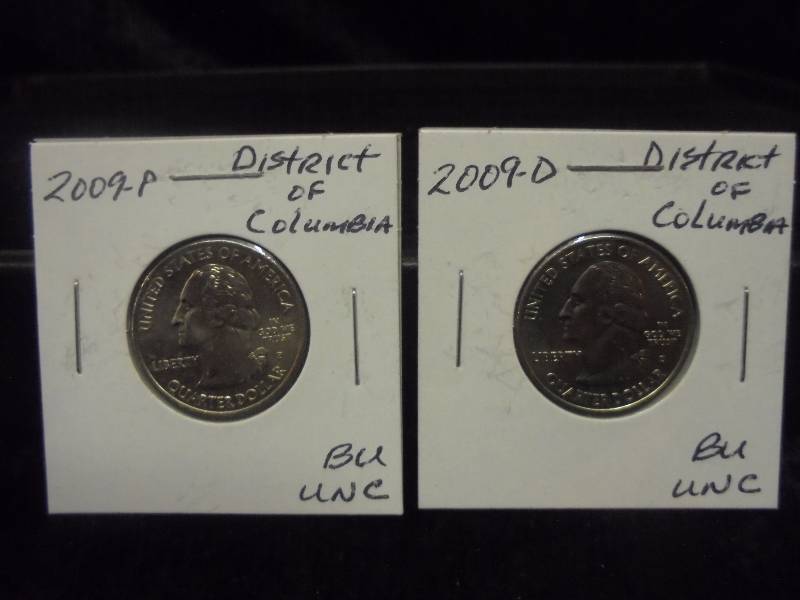 Uncirculated 2009 P&D Dist of Columbia State Quarters