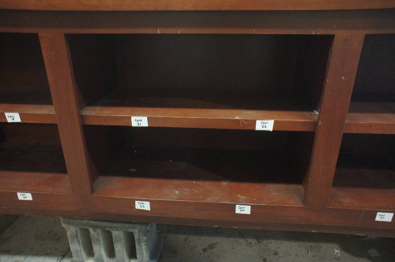 2 Wood Cabinets, No doors