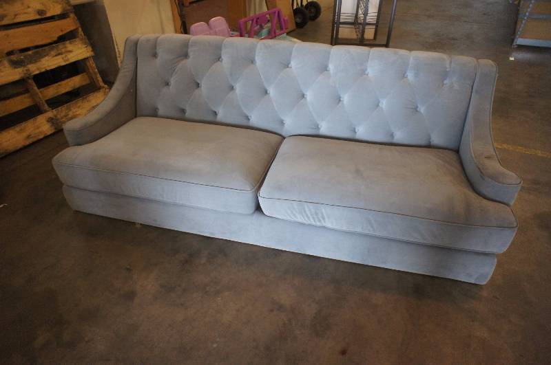 Blue Generic Microfiber Couch - No Legs