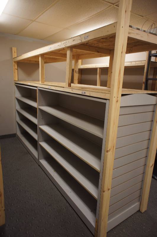 Entire Room of Wood and Steel Shelving - Wide Variety of Sizes