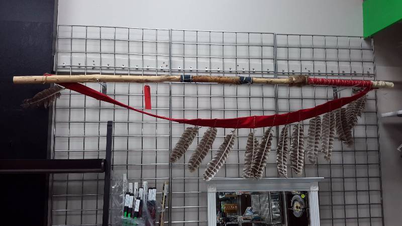 Walking stick - feathered sash