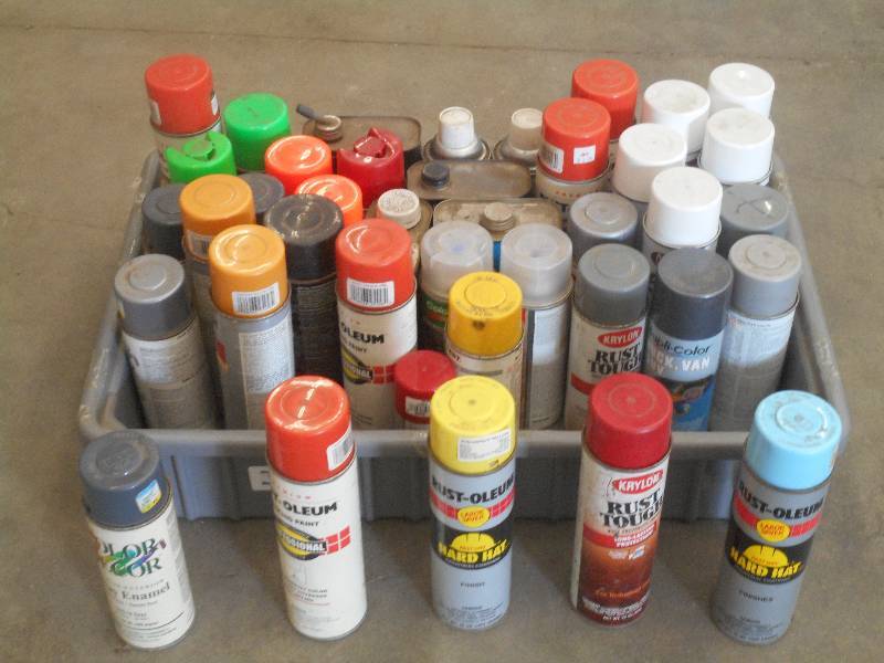 lot 31 image: Tote Full Of Assorted Spray Paints ...