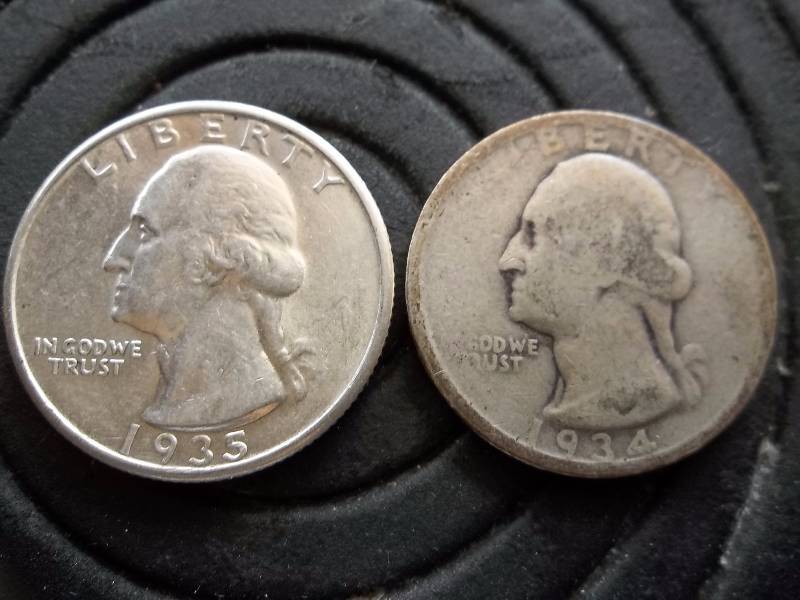 2-Washington Quarters 1934, 1935 BU