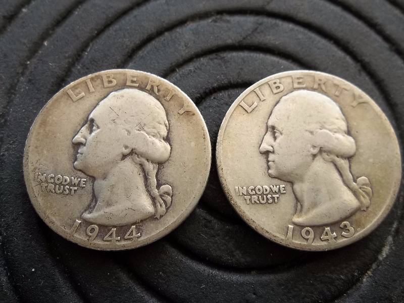 2-Washington Quarters 1943, 1944