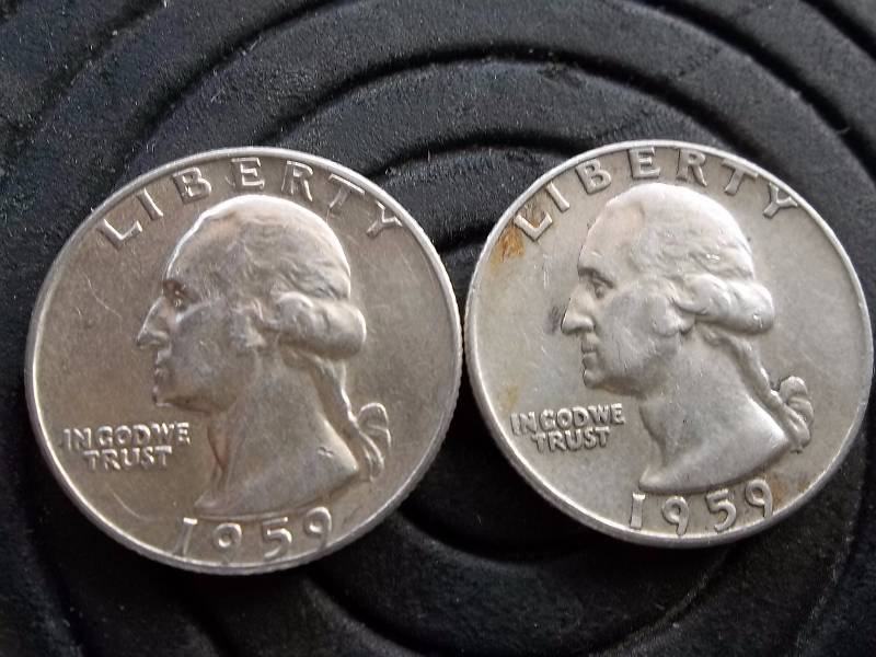 2-Washington Quarters 1959, 1959D AU