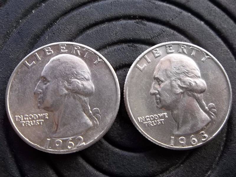 2-Washington Quarters 1962, 1963 D