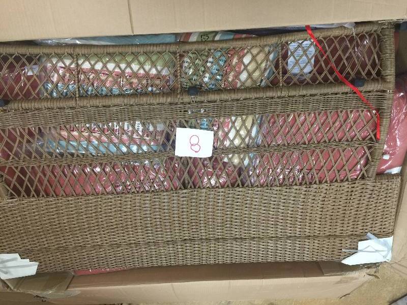 Martha Stewart Living Charlottetown Natural All-Weather Wicker Patio Lounge Chair with Quarry Red Cushion New